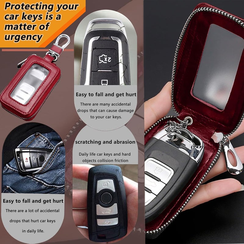 vvag Premium Car Key Fob Case Genuine Leather Car Smart Key fob Holder Car Remote Keychain Bag Universal - Image 4